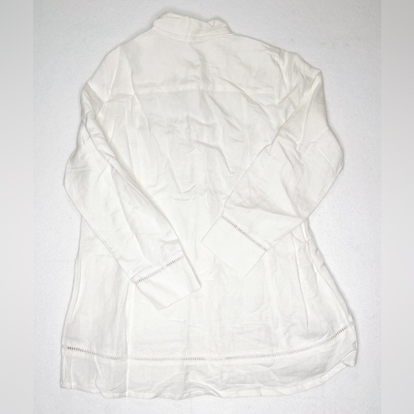 Soft Surroundings Sally Linen Blend White Button Up Shirt Size Medium NEW - Picture 2 of 5